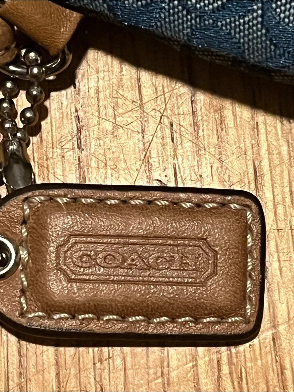 Vintage Coach Y2K Blue Denim Canvas & Suede Demi Wristlet